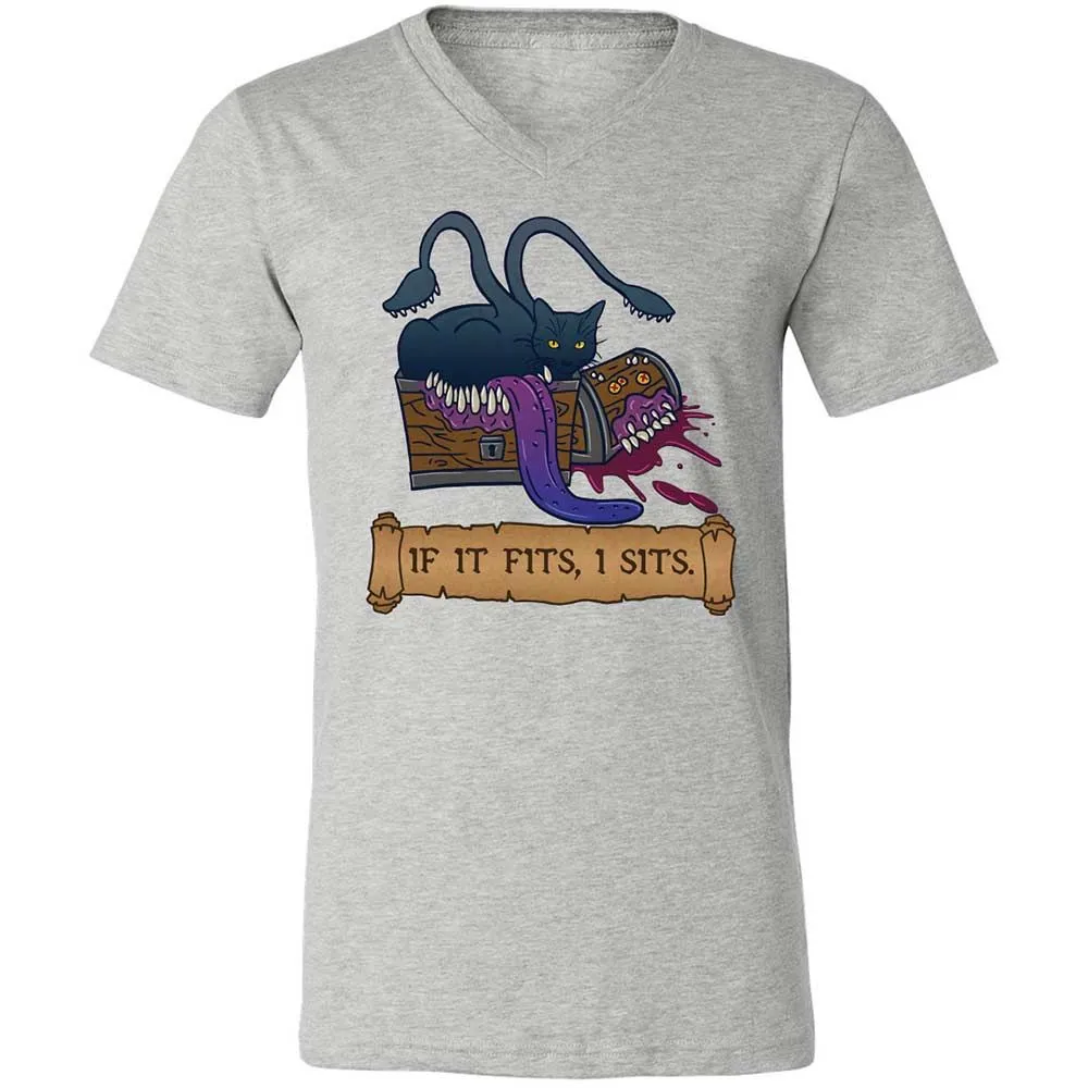 If It Fits I Sits Unisex V-Neck T-Shirt - Athletic Heather - 2