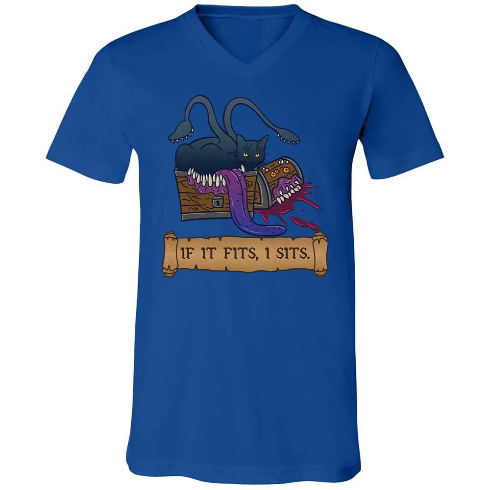 If It Fits I Sits Unisex V-Neck T-Shirt - True Royal - 3