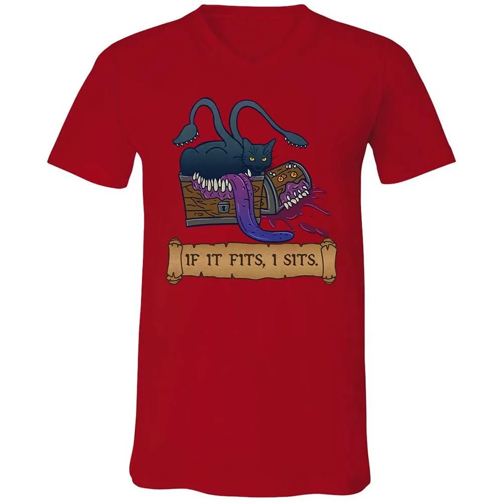 If It Fits I Sits Unisex V-Neck T-Shirt - Red - 5