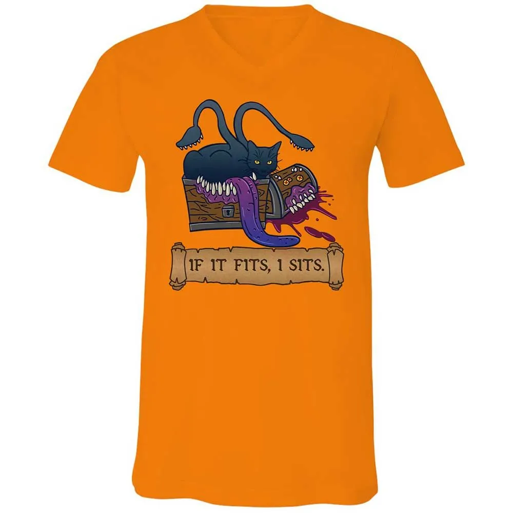 If It Fits I Sits Unisex V-Neck T-Shirt - Orange - 7