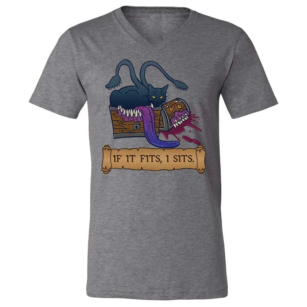 If It Fits I Sits Unisex V-Neck T-Shirt - Deep Heather - 9