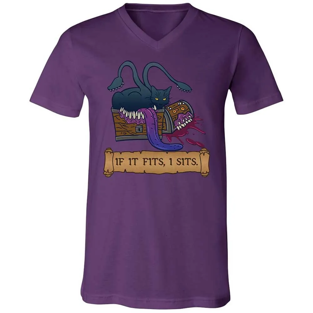 If It Fits I Sits Unisex V-Neck T-Shirt - Team Purple - 10