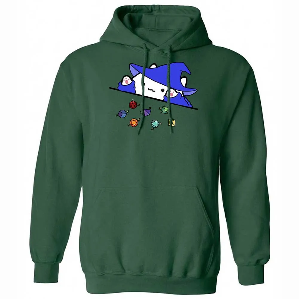 Cat Throws Dices Classic Unisex Hoodie - Forest Green - 16