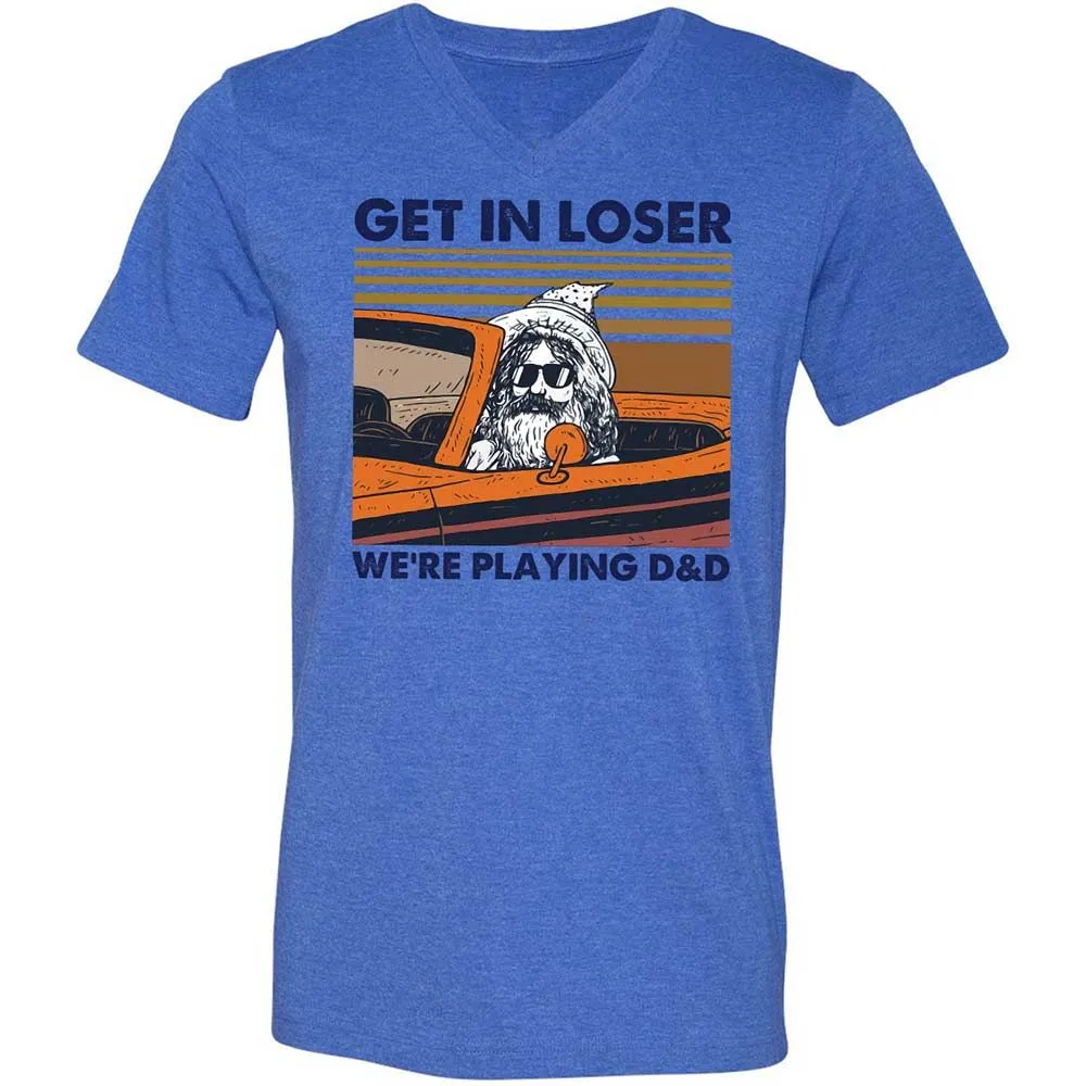 Get in Loser Unisex V-Neck T-Shirt - Heather True Royal - 4