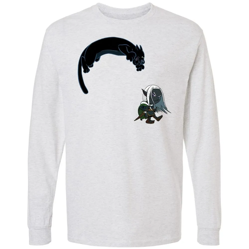 Drizzt and Guenhwyvar Long Sleeve T-Shirt - Ash - 2