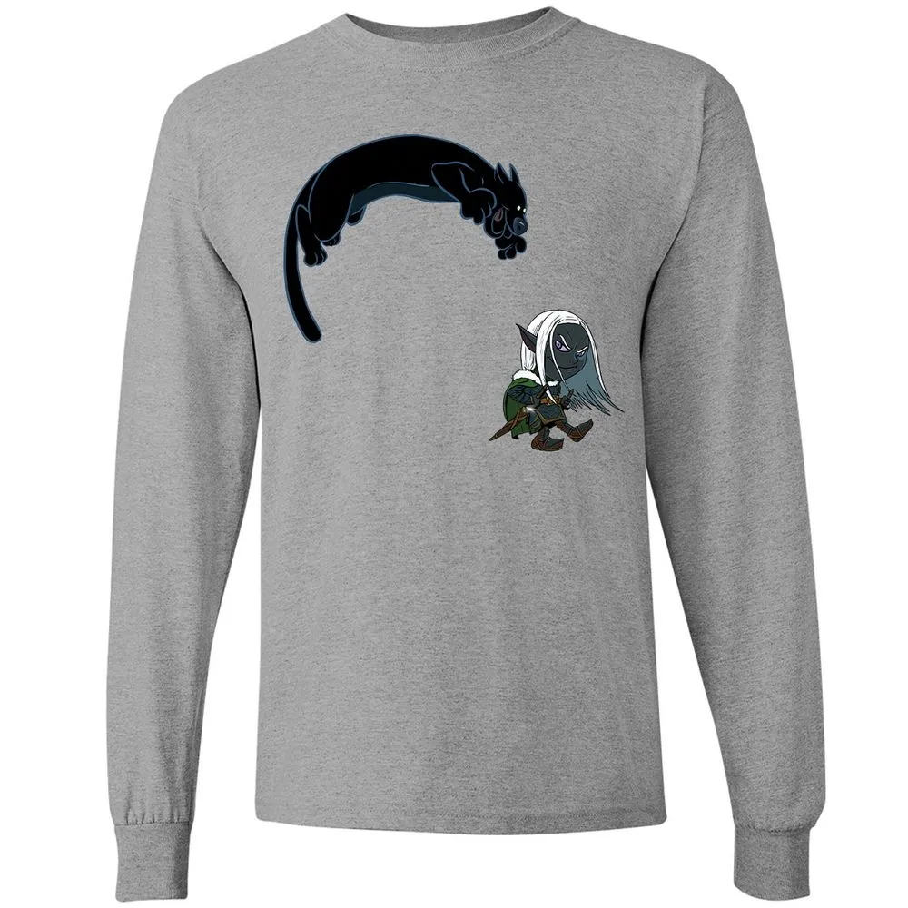Drizzt and Guenhwyvar Long Sleeve T-Shirt - Sport Grey - 3