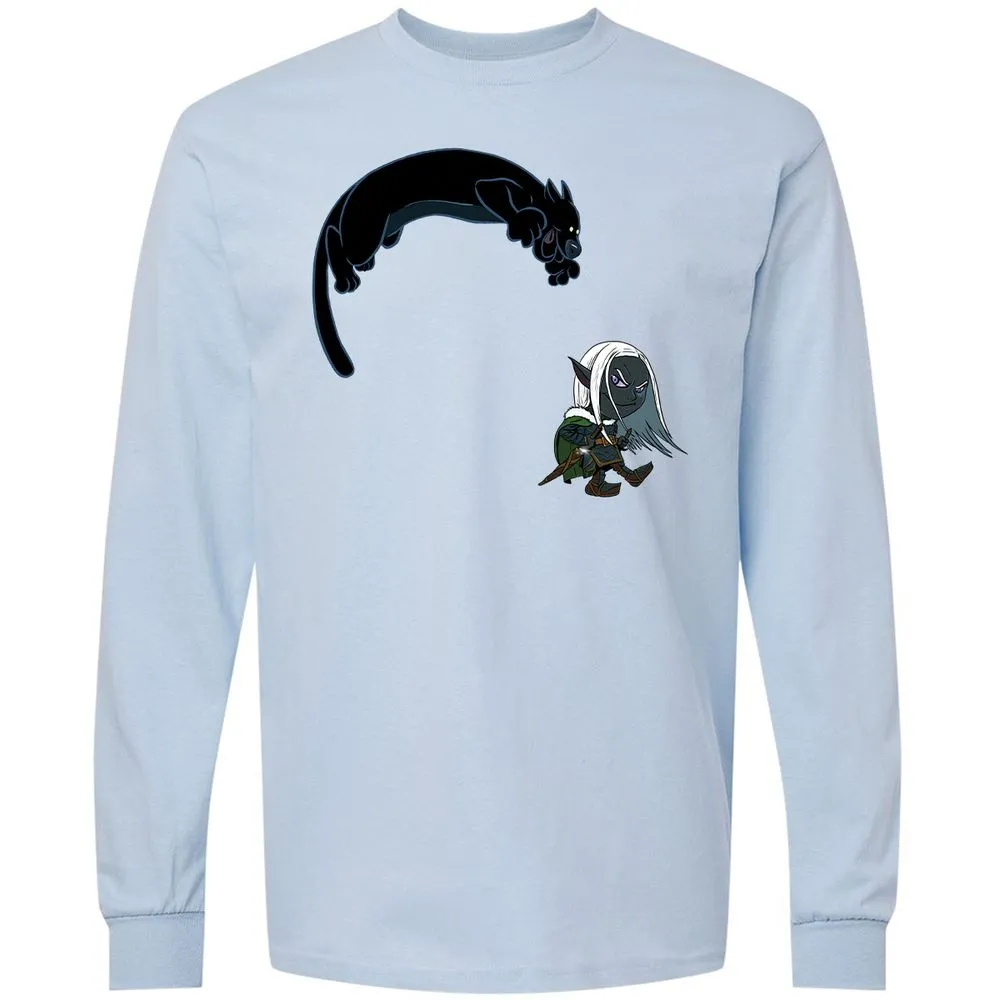 Drizzt and Guenhwyvar Long Sleeve T-Shirt - Light Blue - 4