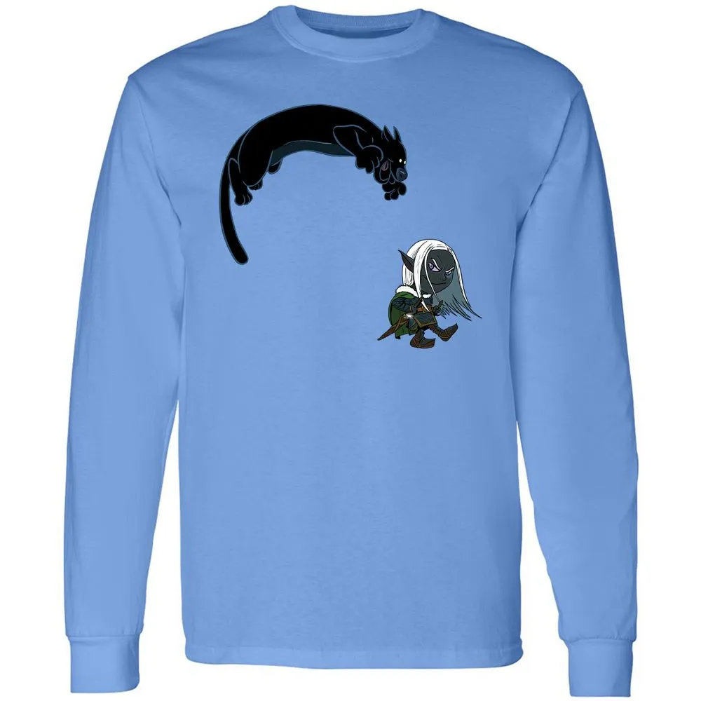 Drizzt and Guenhwyvar Long Sleeve T-Shirt - Carolina Blue - 5