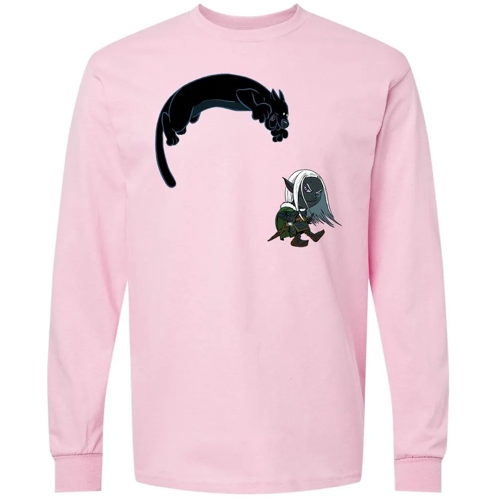 Drizzt and Guenhwyvar Long Sleeve T-Shirt - Light Pink - 6