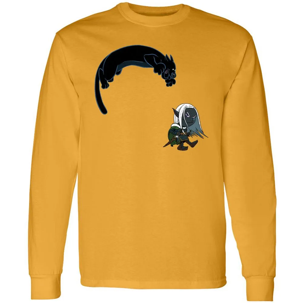 Drizzt and Guenhwyvar Long Sleeve T-Shirt - Gold - 10