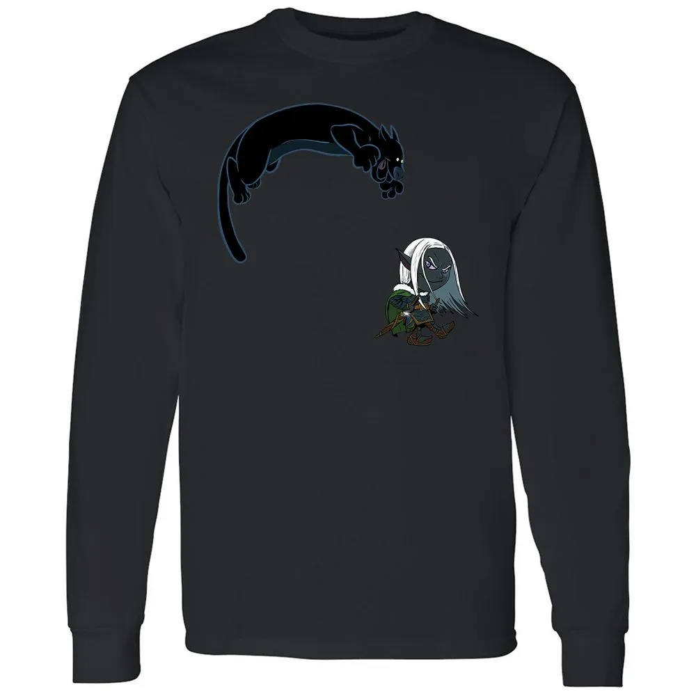 Drizzt and Guenhwyvar Long Sleeve T-Shirt - Black - 12