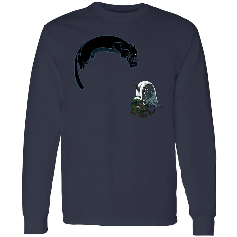 Drizzt and Guenhwyvar Long Sleeve T-Shirt - Navy - 13