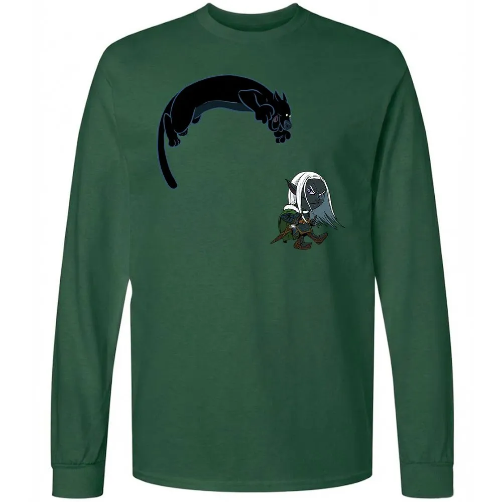 Drizzt and Guenhwyvar Long Sleeve T-Shirt - Forest Green - 14