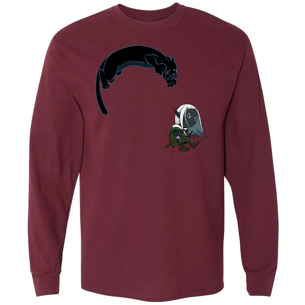 Drizzt and Guenhwyvar Long Sleeve T-Shirt - Maroon - 16