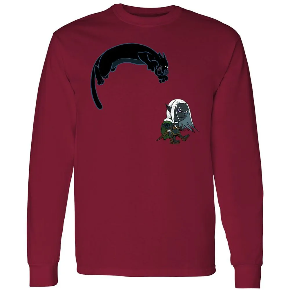 Drizzt and Guenhwyvar Long Sleeve T-Shirt - Cardinal Red - 17