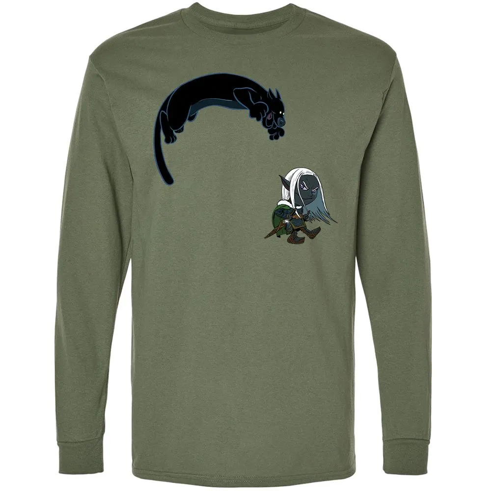 Drizzt and Guenhwyvar Long Sleeve T-Shirt - Military Green - 19