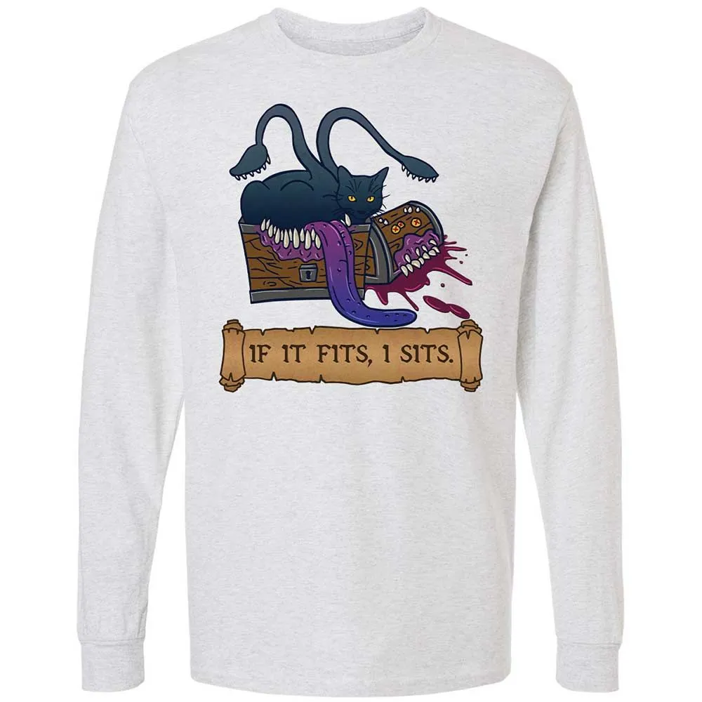 If It Fits I Sits Long Sleeve T-Shirt - Ash - 2