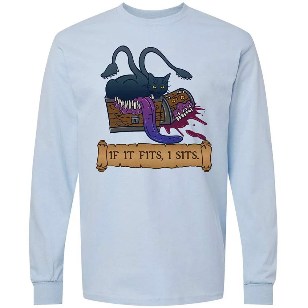 If It Fits I Sits Long Sleeve T-Shirt - Light Blue - 4