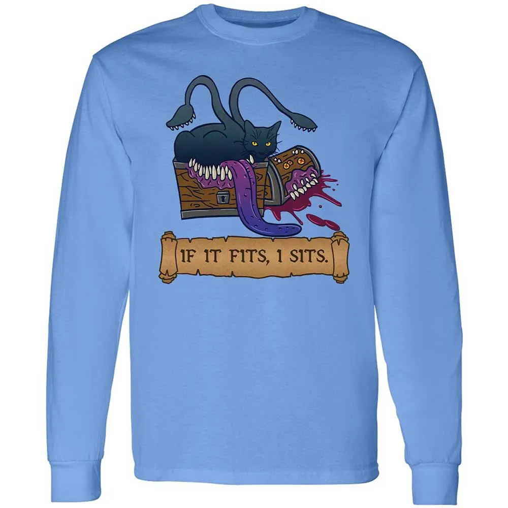 If It Fits I Sits Long Sleeve T-Shirt - Carolina Blue - 5