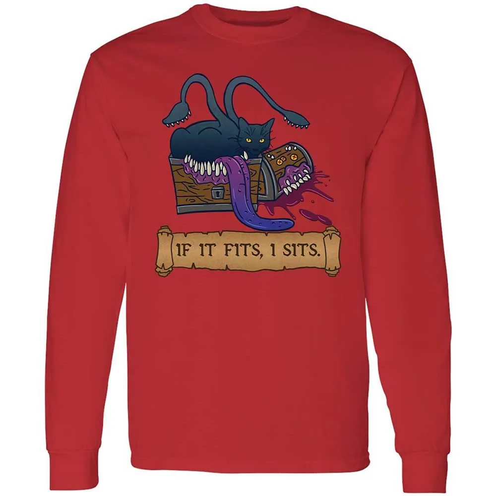 If It Fits I Sits Long Sleeve T-Shirt - Red - 8