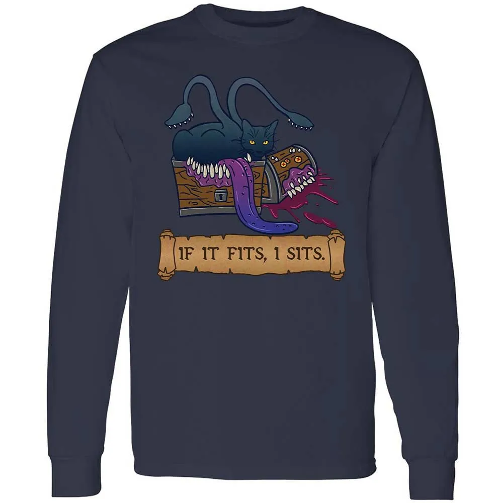 If It Fits I Sits Long Sleeve T-Shirt - Navy - 13