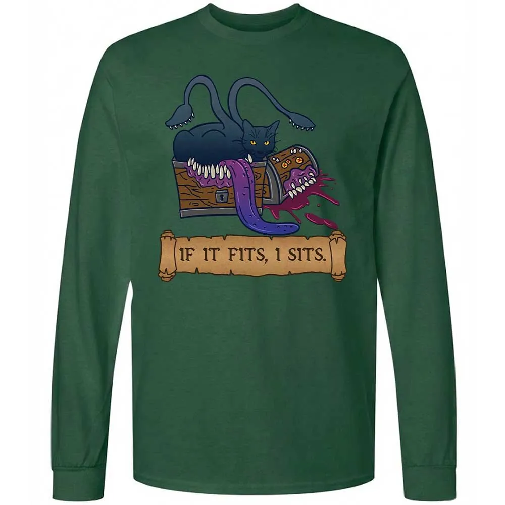 If It Fits I Sits Long Sleeve T-Shirt - Forest Green - 14