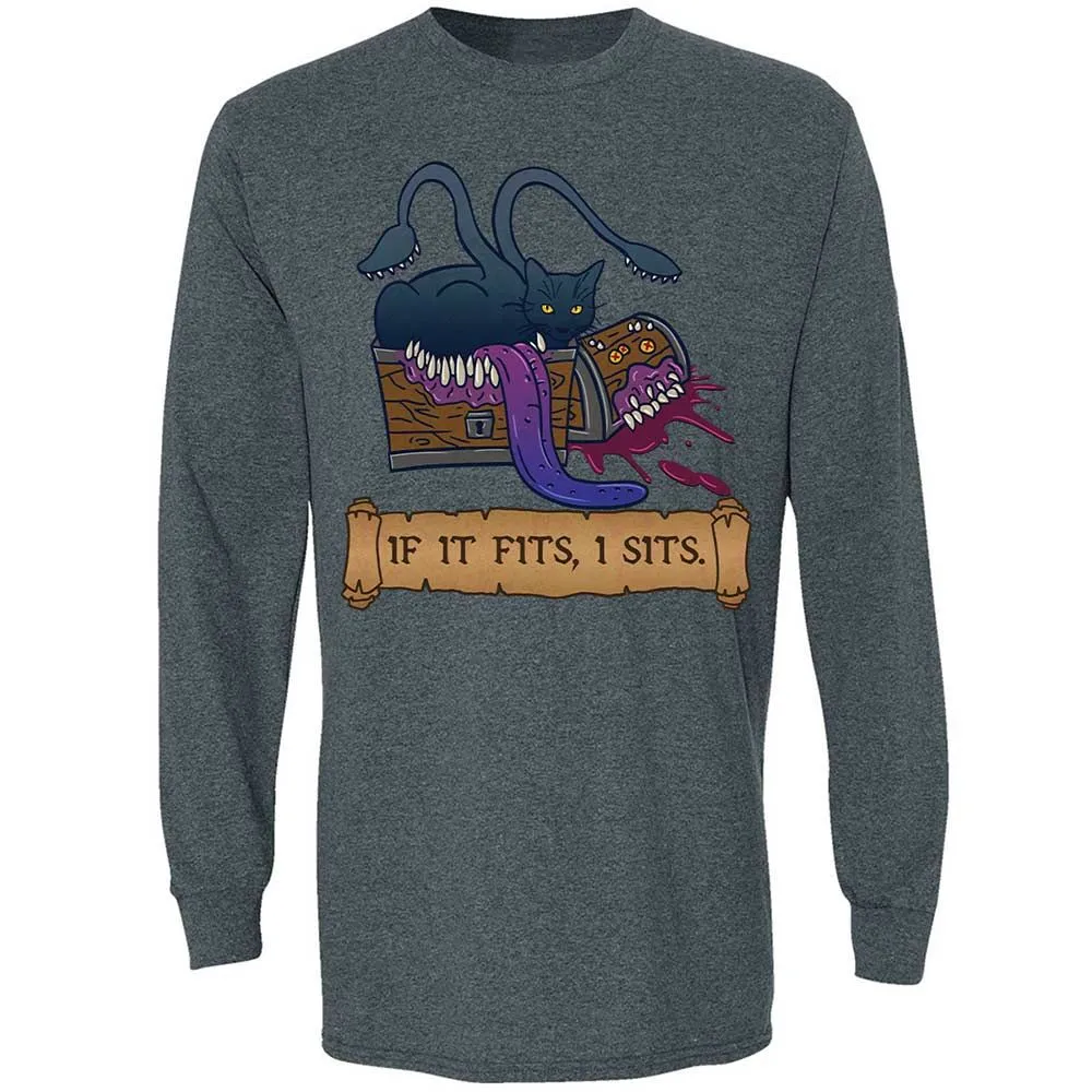 If It Fits I Sits Long Sleeve T-Shirt - Dark Heather - 15