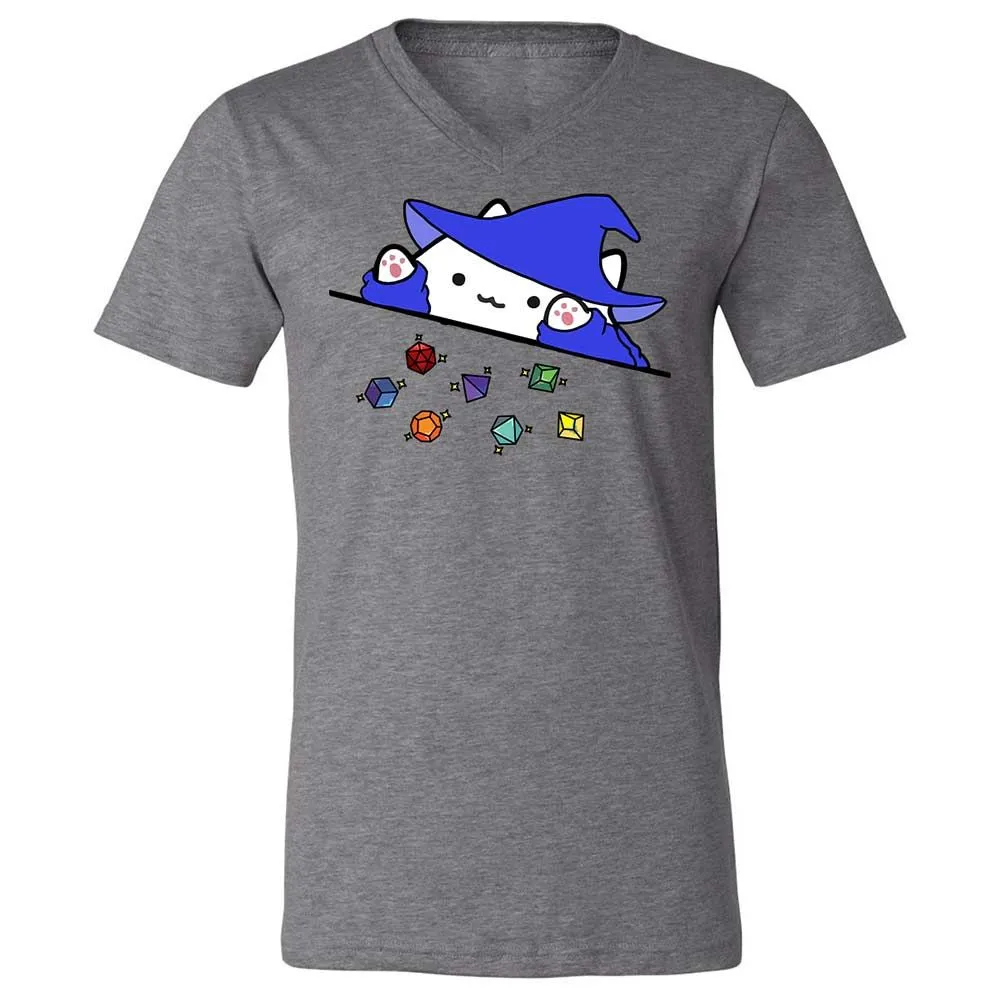 Cat Throws Dices Unisex V-Neck T-Shirt - Deep Heather - 9