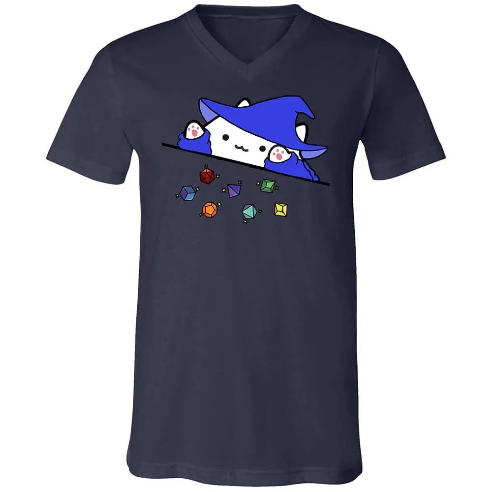 Cat Throws Dices Unisex V-Neck T-Shirt - Navy - 12
