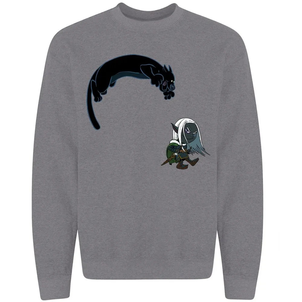 Drizzt and Guenhwyvar Classic Unisex Sweatshirt - Graphite Heather - 19