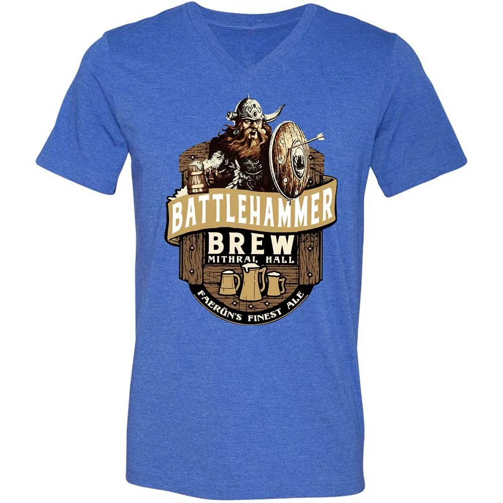 Battlehammer Brew Unisex V-Neck T-Shirt - Heather True Royal - 5