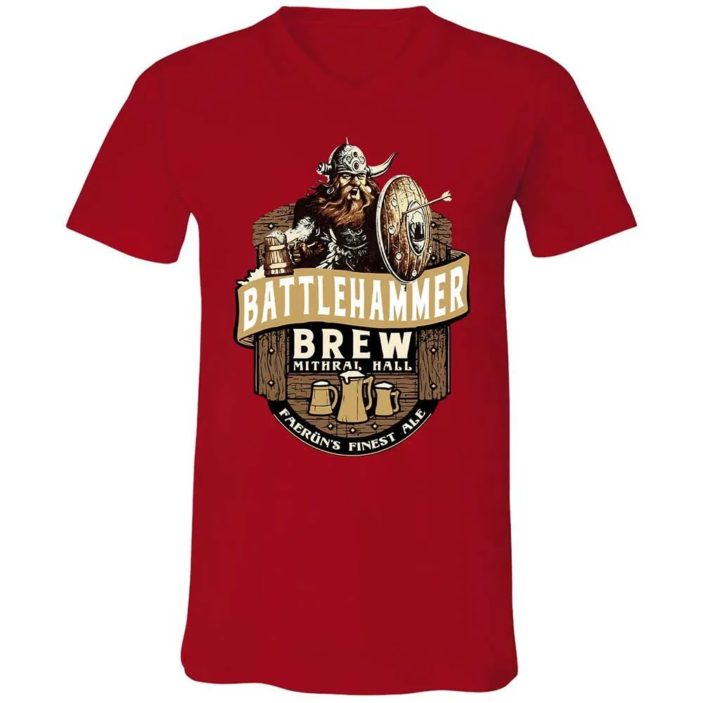 Battlehammer Brew Unisex V-Neck T-Shirt - Red - 6