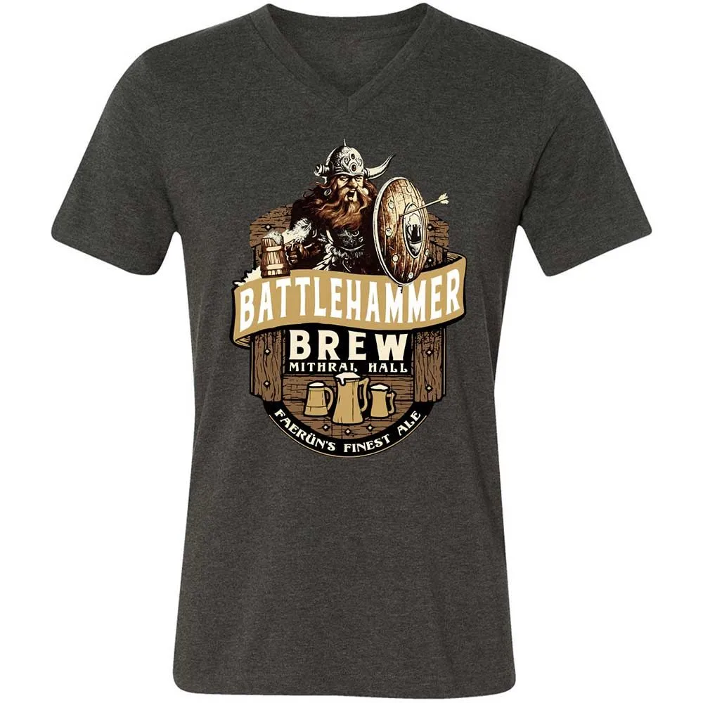 Battlehammer Brew Unisex V-Neck T-Shirt - Dark Grey Heather - 9