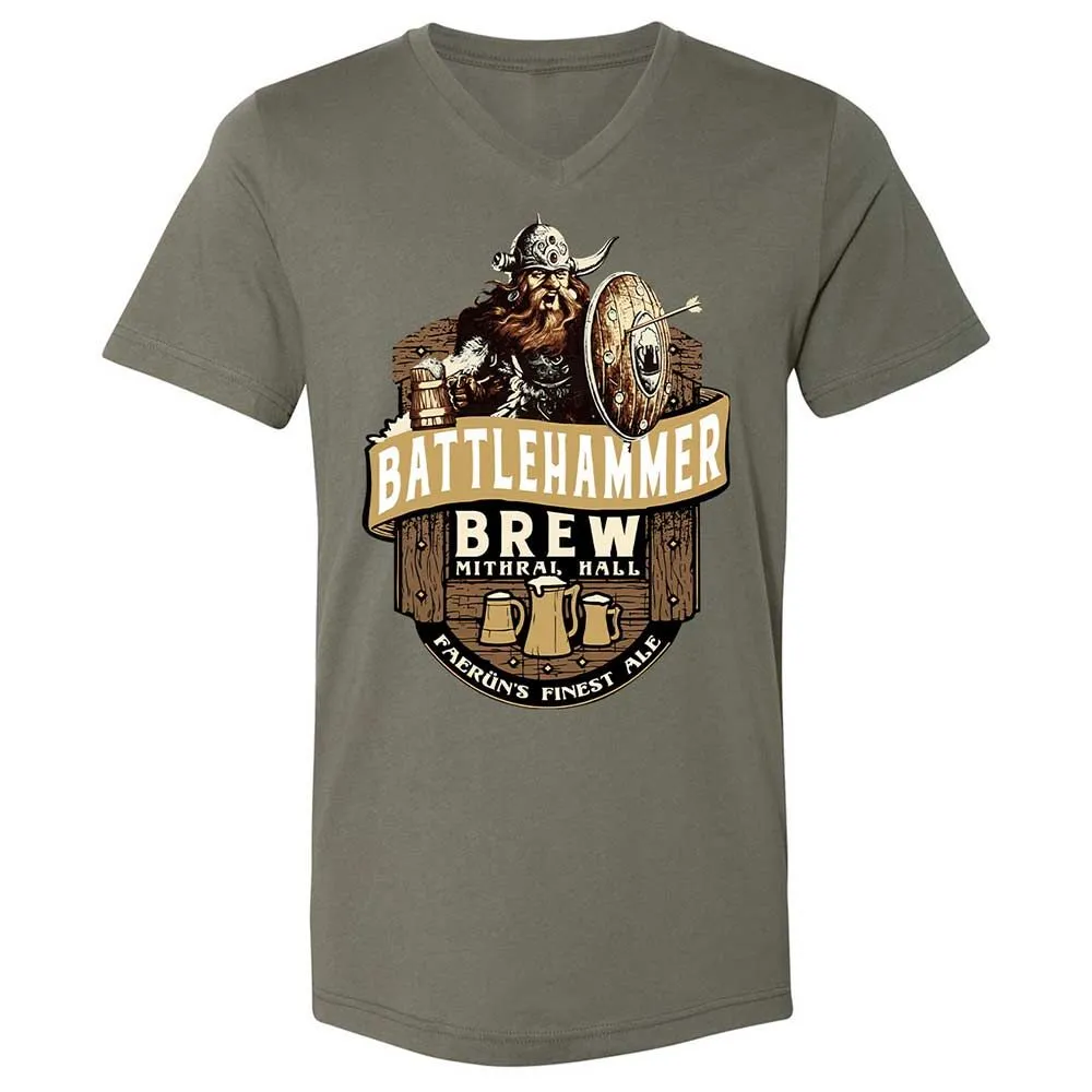 Battlehammer Brew Unisex V-Neck T-Shirt - Military Green - 11