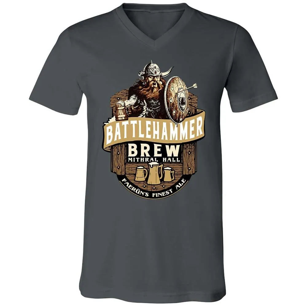 Battlehammer Brew Unisex V-Neck T-Shirt - Asphalt - 13