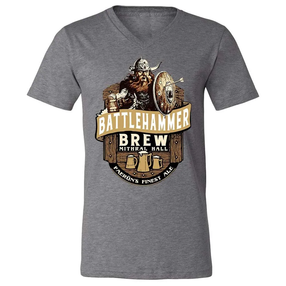 Battlehammer Brew Unisex V-Neck T-Shirt - Deep Heather - 14