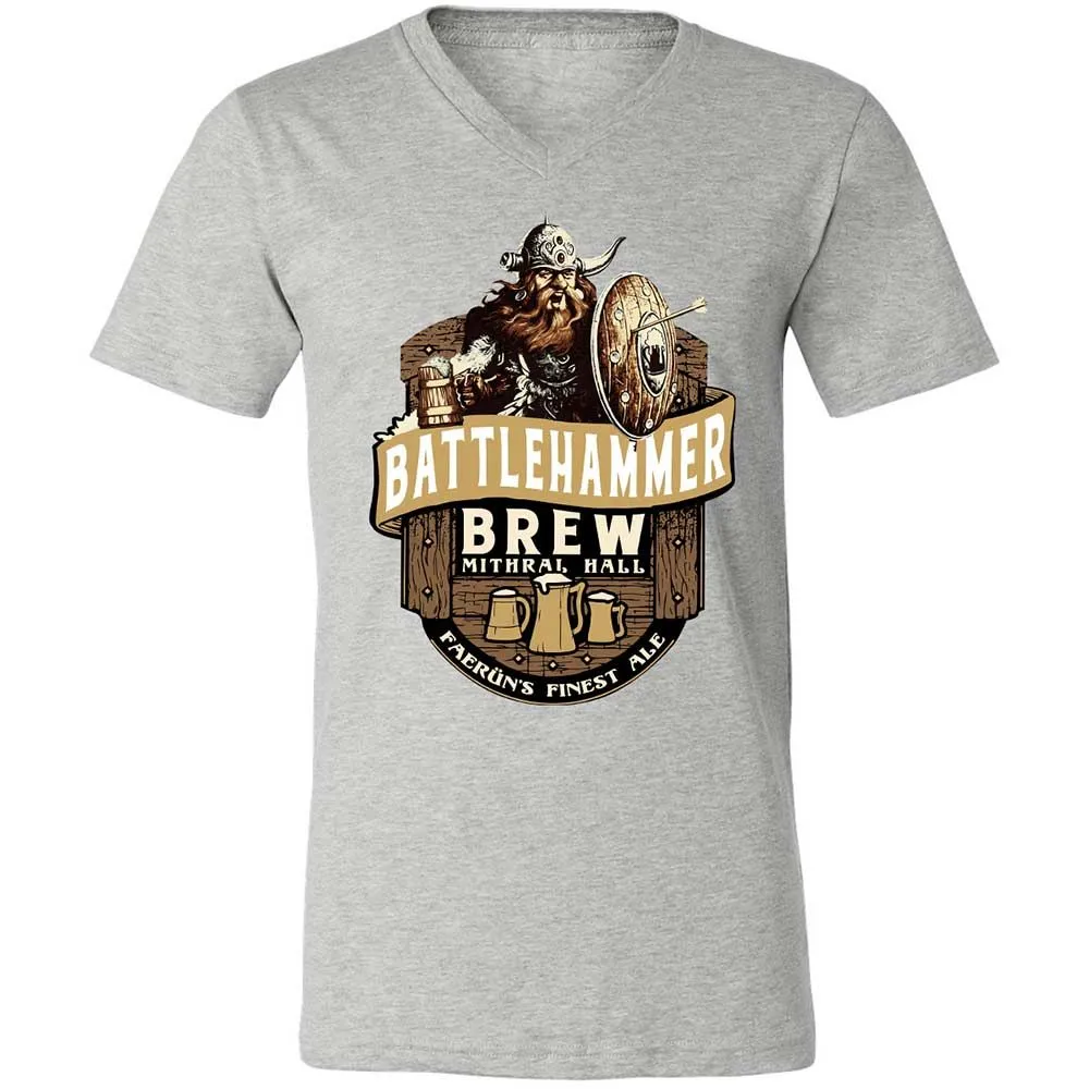 Battlehammer Brew Unisex V-Neck T-Shirt - Athletic Heather - 15
