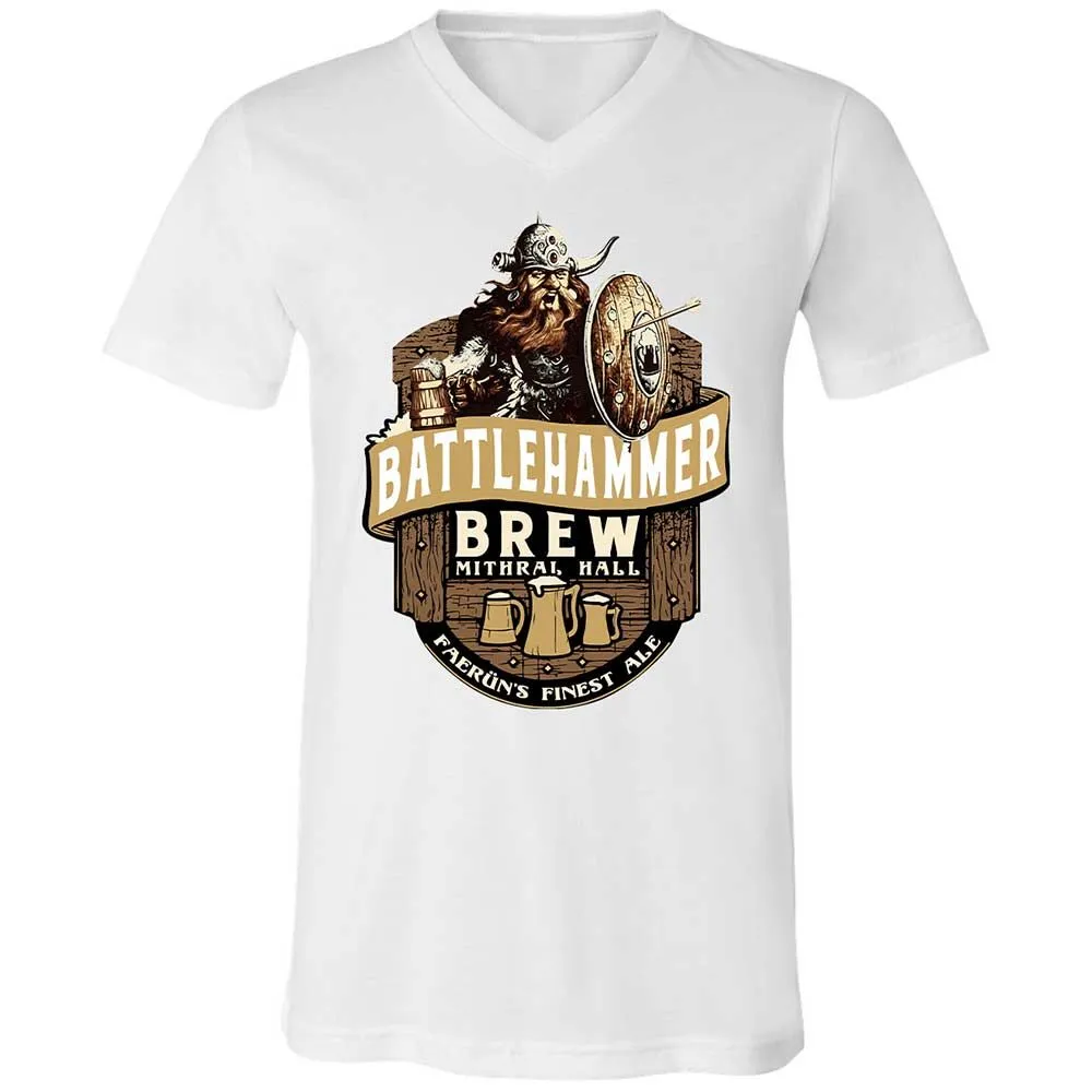 Battlehammer Brew Unisex V-Neck T-Shirt - White - 16