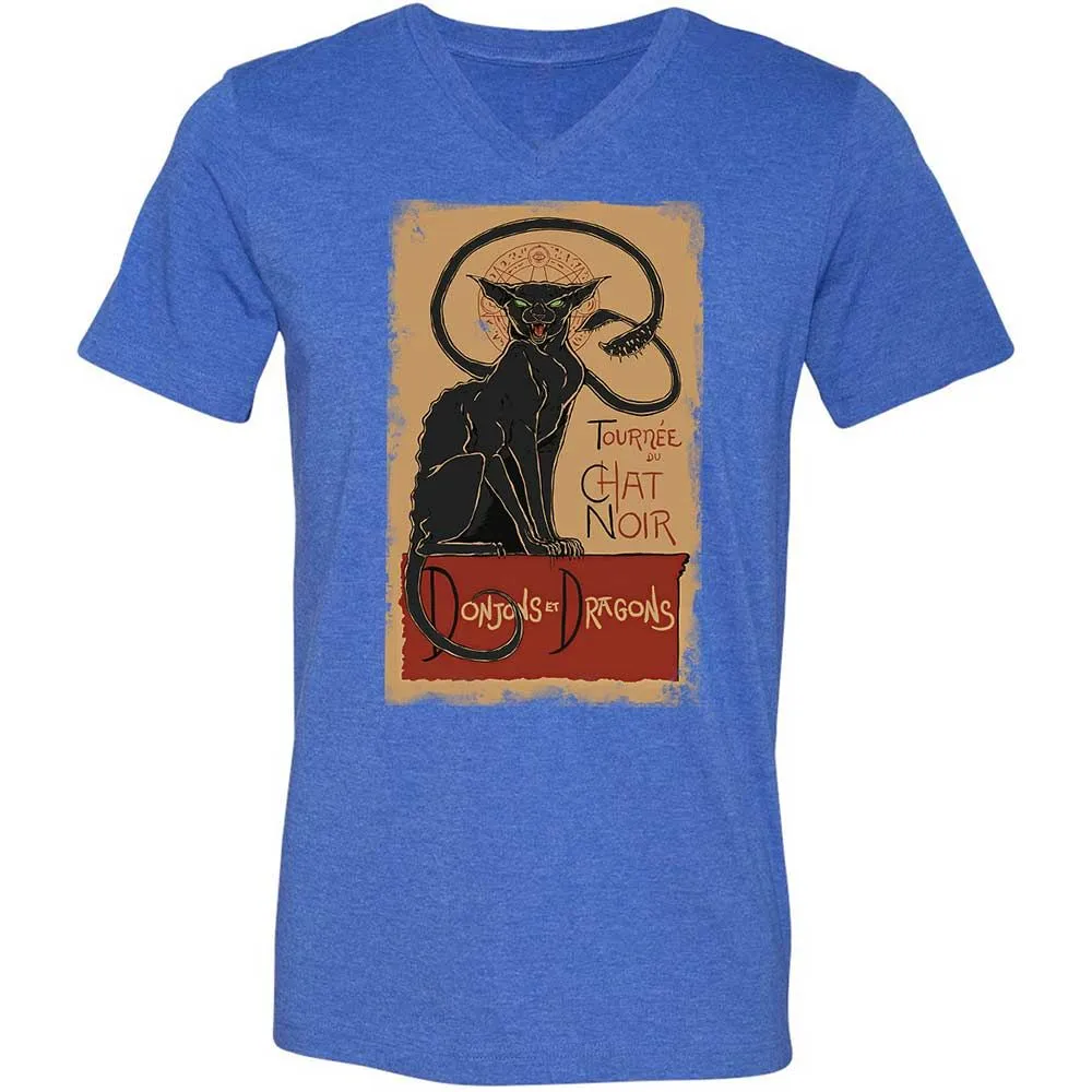 Tournee Du Chat Noir Unisex V-Neck T-Shirt - Heather True Royal - 5