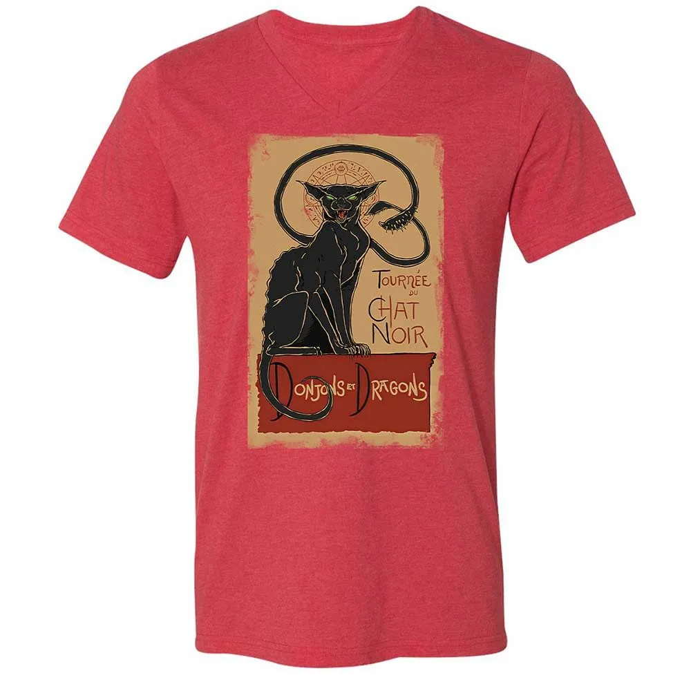 Tournee Du Chat Noir Unisex V-Neck T-Shirt - Heather Red - 7
