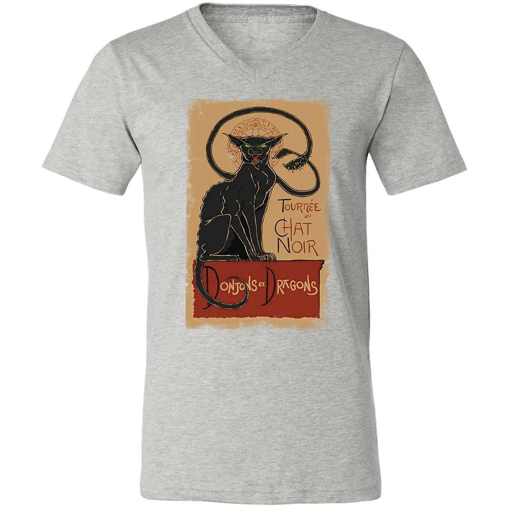 Tournee Du Chat Noir Unisex V-Neck T-Shirt - Athletic Heather - 15