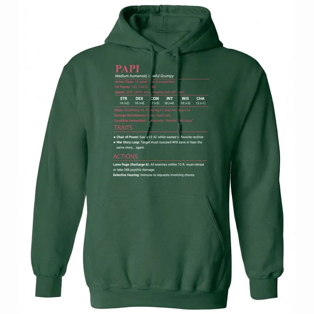 Papi Stats Classic Unisex Hoodie - Forest Green - 3