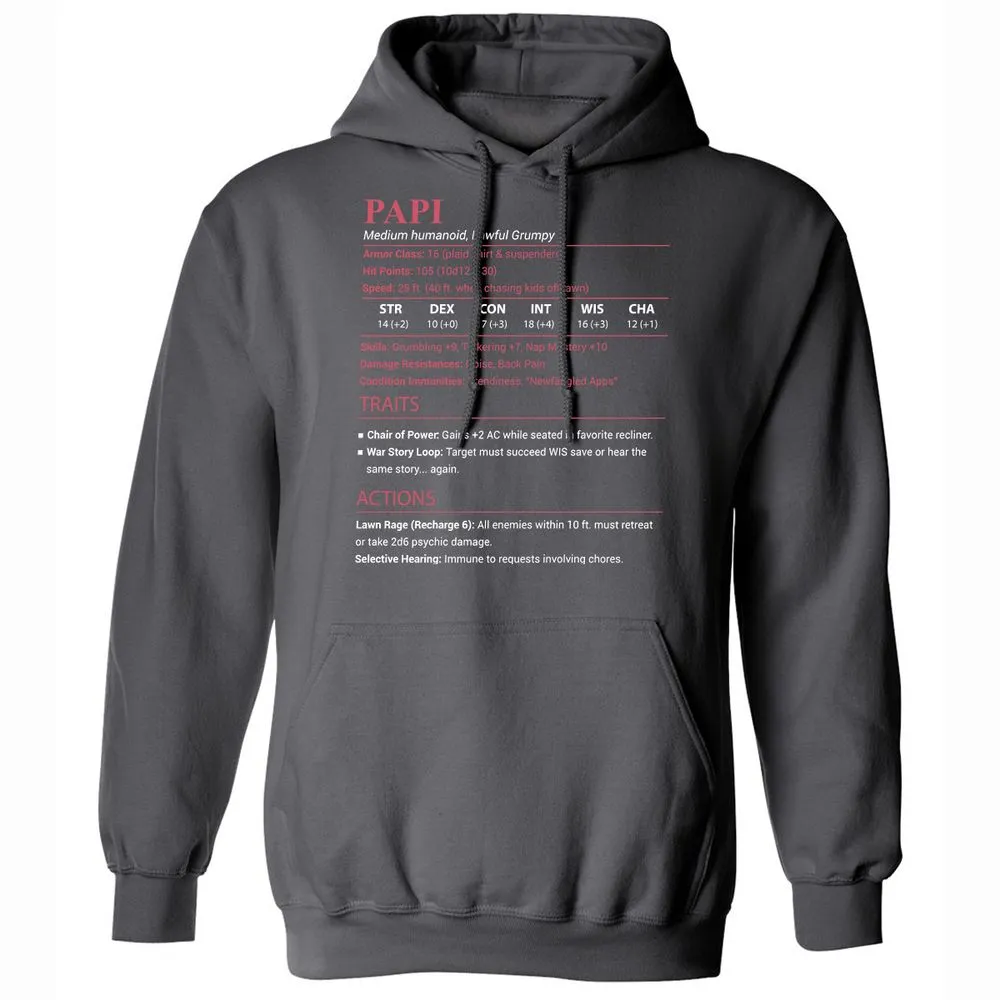 Papi Stats Classic Unisex Hoodie - Charcoal - 8