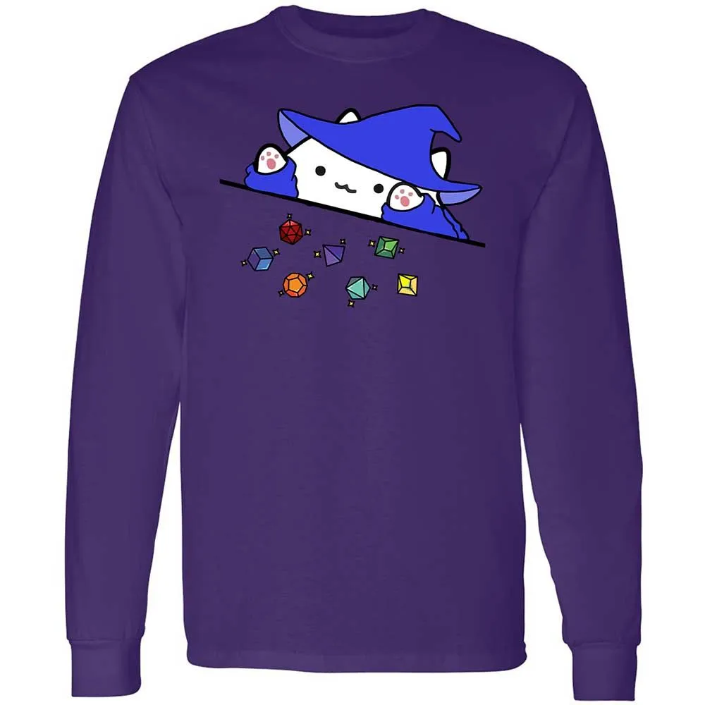 Cat Throws Dices Long Sleeve T-Shirt - Purple - 9