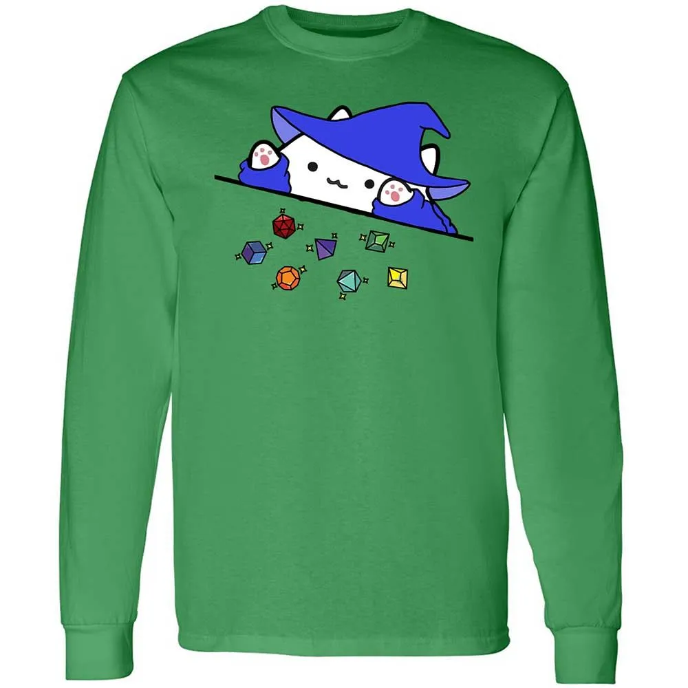 Cat Throws Dices Long Sleeve T-Shirt - Irish Green - 11