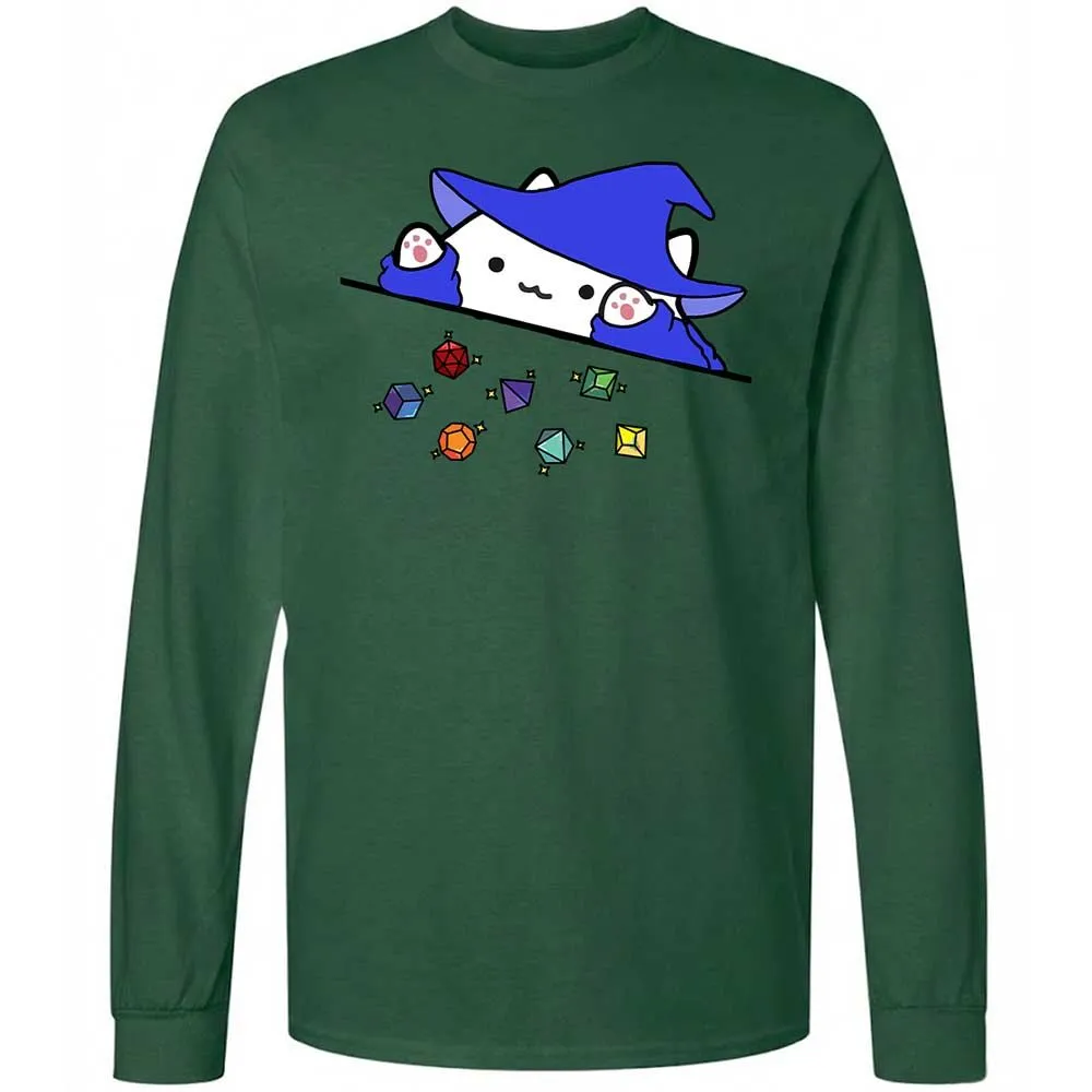 Cat Throws Dices Long Sleeve T-Shirt - Forest Green - 14