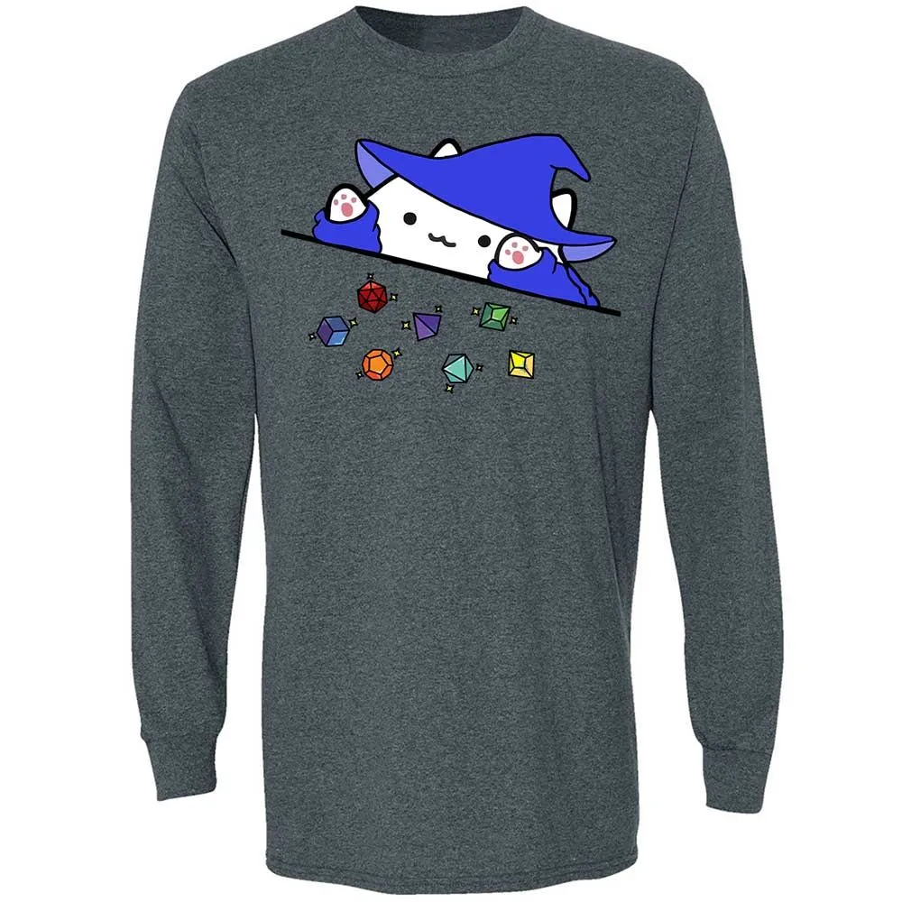 Cat Throws Dices Long Sleeve T-Shirt - Dark Heather - 15