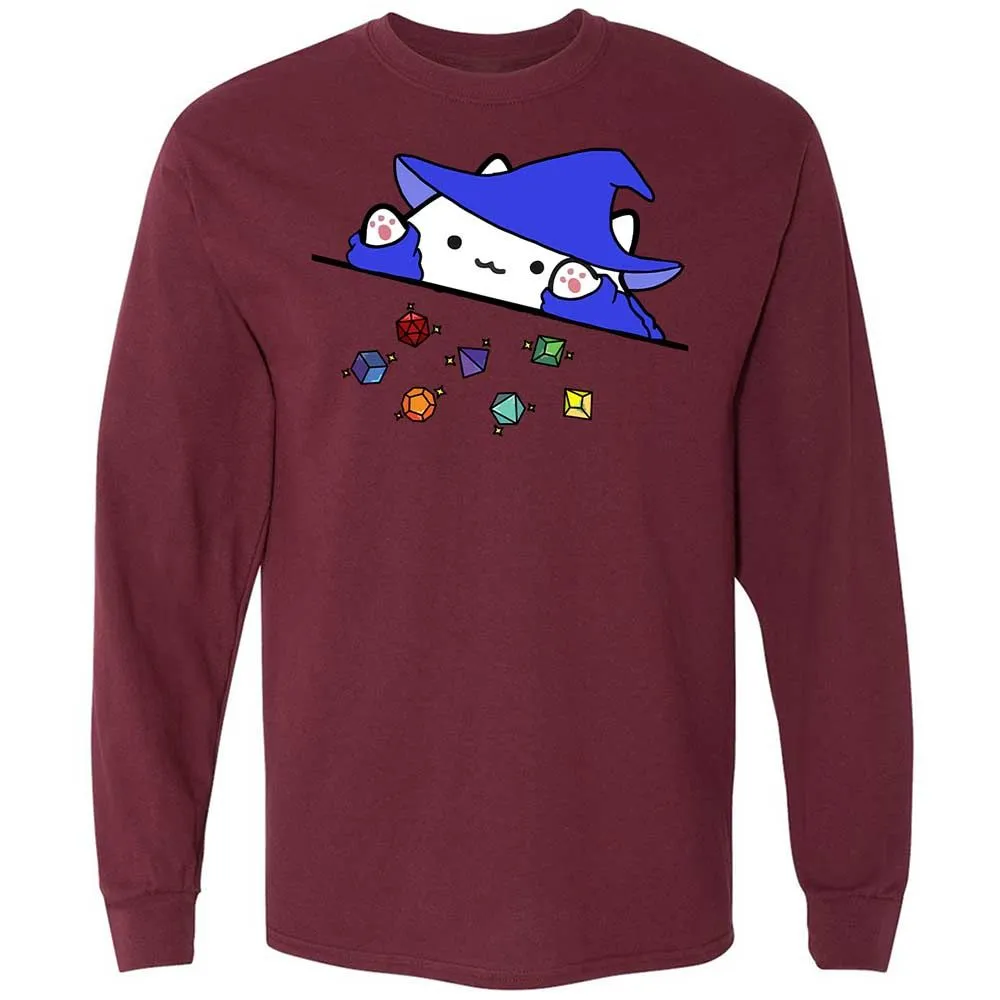 Cat Throws Dices Long Sleeve T-Shirt - Maroon - 16