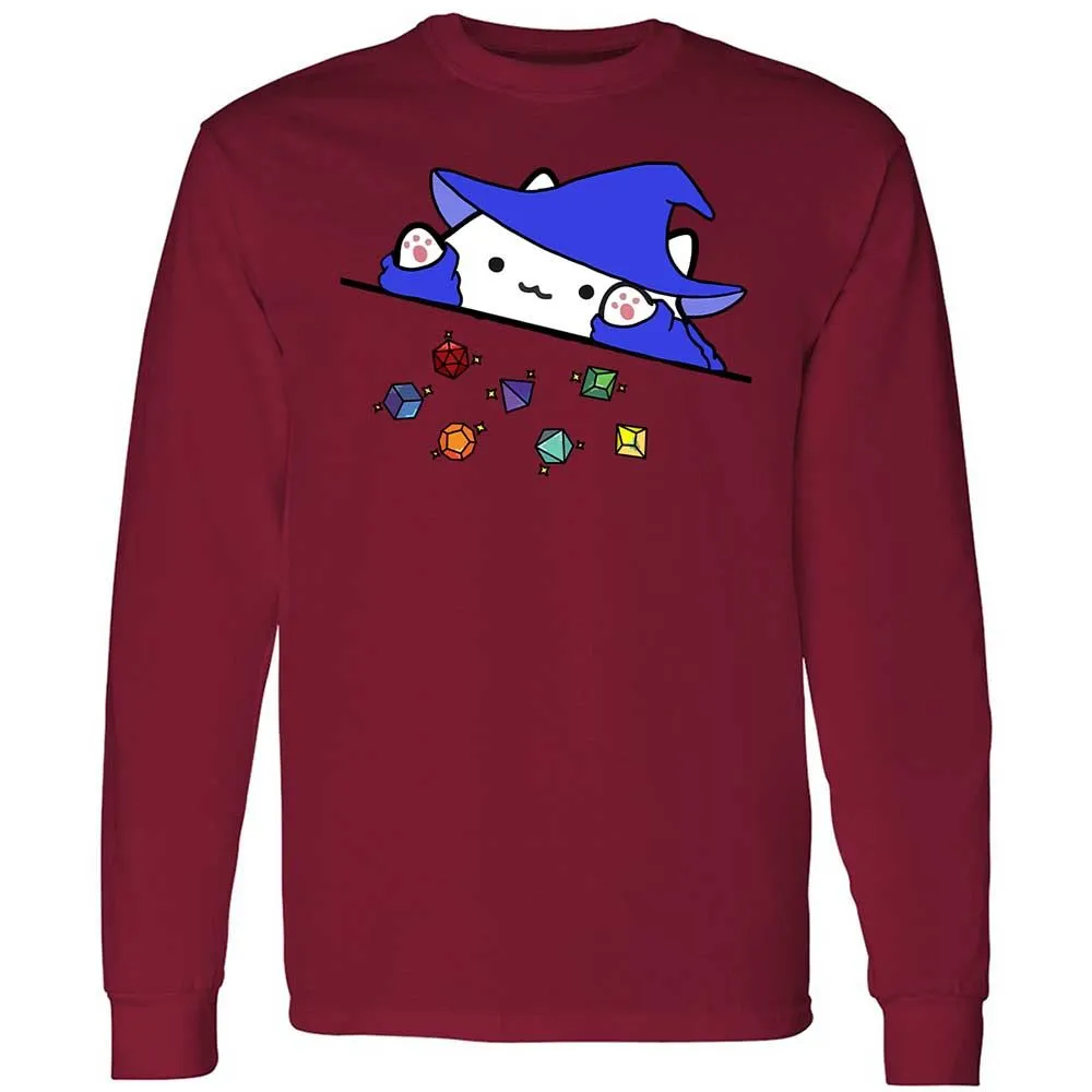 Cat Throws Dices Long Sleeve T-Shirt - Cardinal Red - 17