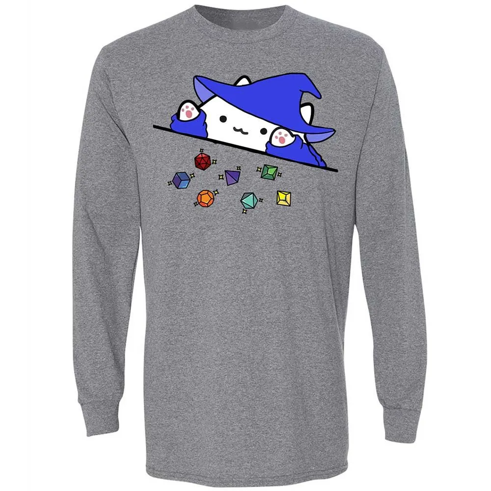 Cat Throws Dices Long Sleeve T-Shirt - Graphite Heather - 18